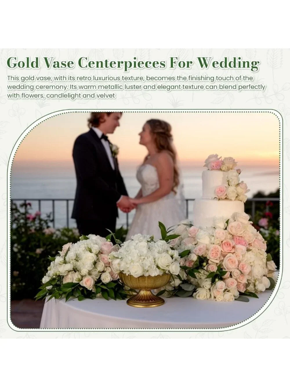 Elegant Vintage Gold Compote Vases for Wedding Centerpieces - 8.5
